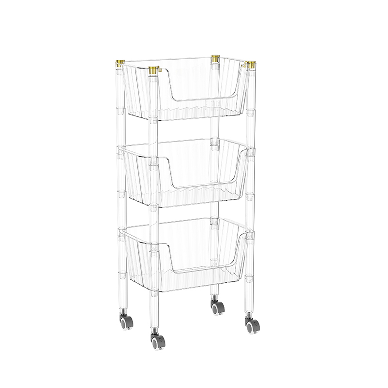 Carrello di utilità a 3 cassetti trasparente con ruote